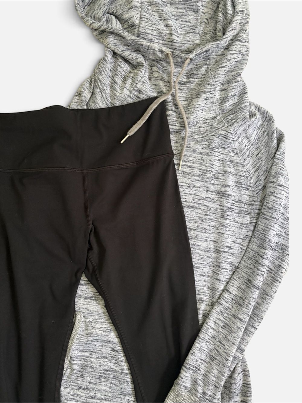 Athleta Outfit Bundle Size M/T Gray Speckled Hoodie & Black Elation 7/8 Leggings - Picture 2 of 15